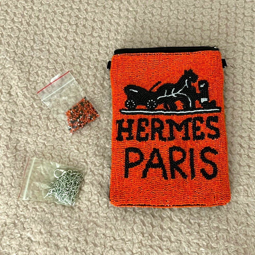 New H Paris Hand Beaded Crossbody Shoulder Bag
